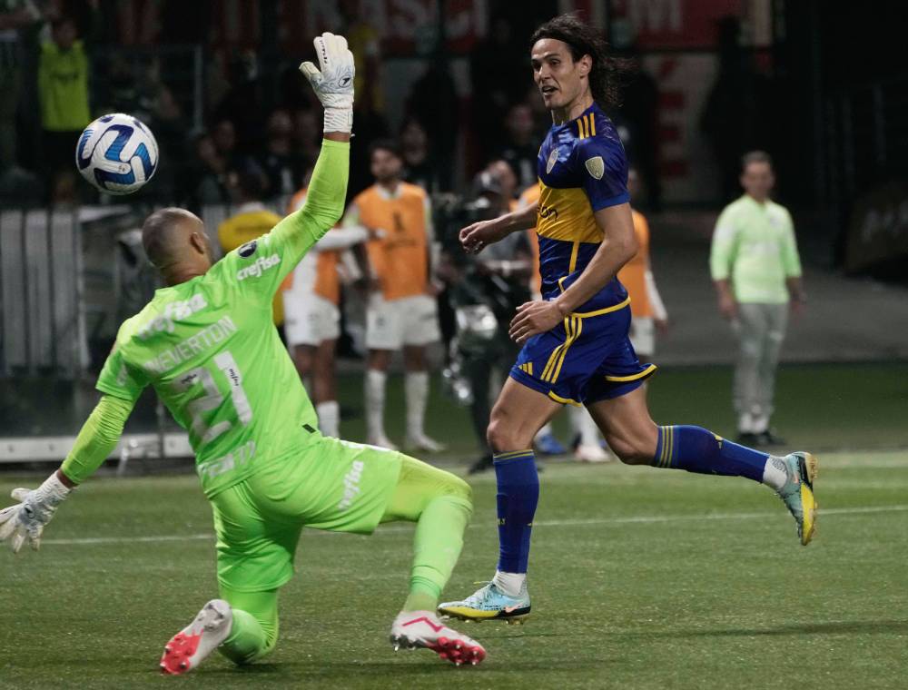 Jogadores do Boca Juniors durante jogo da Libertadores